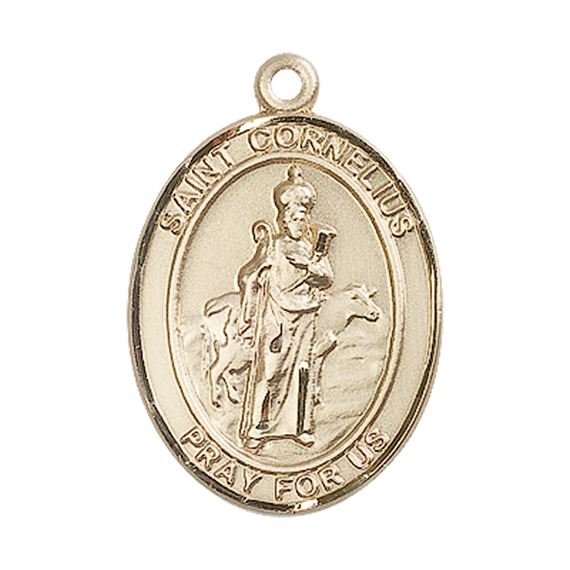 14KT GOLD ST CORNELIUS MEDAL - 1" x 3/4"