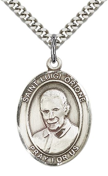 STERLING SILVER ST LUIGI ORIONE PENDANT WITH CHAIN - 1" x 3/4"