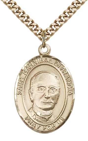 14KT GOLD FILLED ST HANNIBAL PENDANT WITH CHAIN - 1" x 3/4"