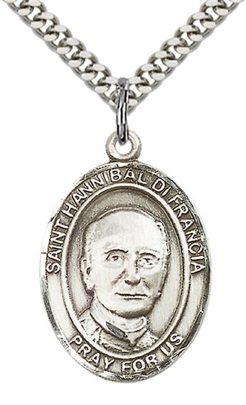 STERLING SILVER ST HANNIBAL PENDANT WITH CHAIN - 1" x 3/4"