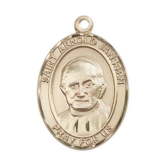 14KT GOLD ST ARNOLD JANSSEN MEDAL - 1" x 3/4"