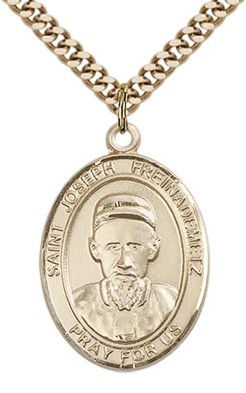 14KT GOLD FILLED ST JOSEPH FREINADEMETZ PENDANT WITH CHAIN - 1" x 3/4"