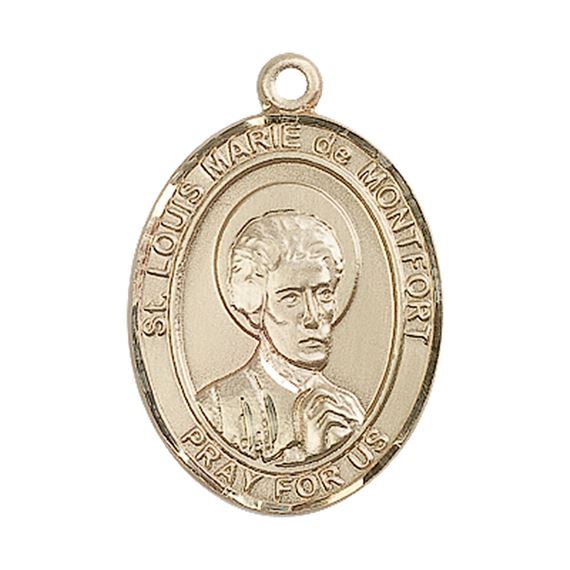 14KT GOLD ST LOUIS MARIE DE MONTFORT MEDAL - 1" x 3/4"