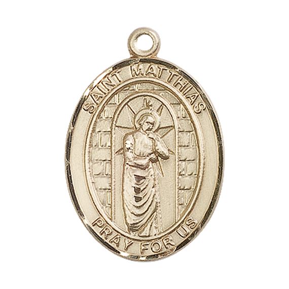 14KT GOLD ST MATTHIAS THE APOSTLE MEDAL - 1" x 3/4"