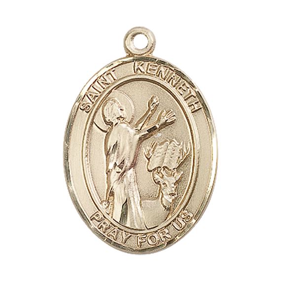 14KT GOLD ST KENNETH MEDAL - 1" x 3/4"