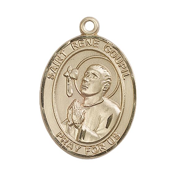 14KT GOLD ST RENE GOUPIL MEDAL - 1" x 3/4"