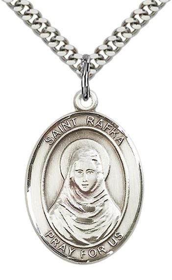 STERLING SILVER ST RAFKA PENDANT WITH CHAIN - 1" x 3/4"