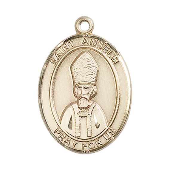 14KT GOLD ST ANSELM OF CANTERBURY MEDAL - 1" x 3/4"