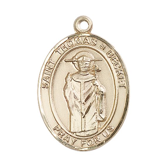 14KT GOLD ST THOMAS A BECKET MEDAL - 1" x 3/4"