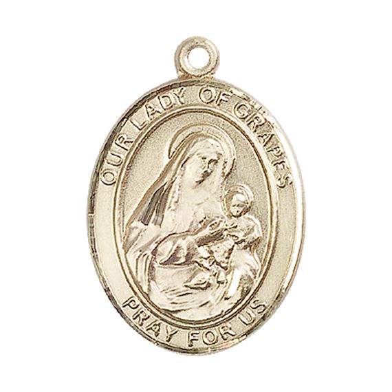 14KT GOLD OUR LADY OF GRAPES MEDAL - 1" x 3/4"
