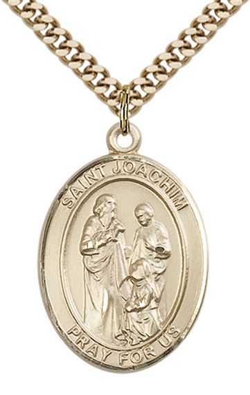 14KT GOLD FILLED ST JOACHIM PENDANT WITH CHAIN - 1&quot; x 3/4&quot;