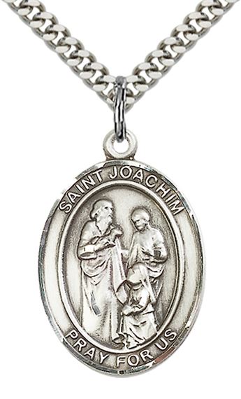 STERLING SILVER ST JOACHIM PENDANT WITH CHAIN - 1&quot; x 3/4&quot;