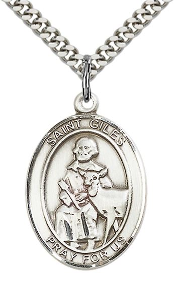 STERLING SILVER ST GILES PENDANT WITH CHAIN - 1" x 3/4"