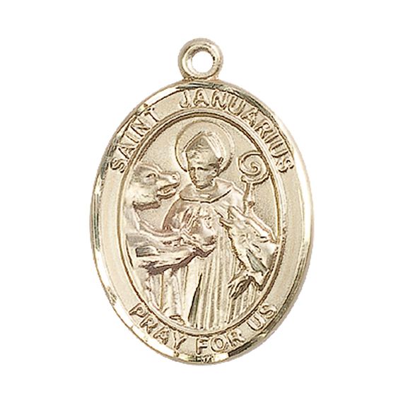 14KT GOLD ST JANUARIUS MEDAL - 1" x 3/4"