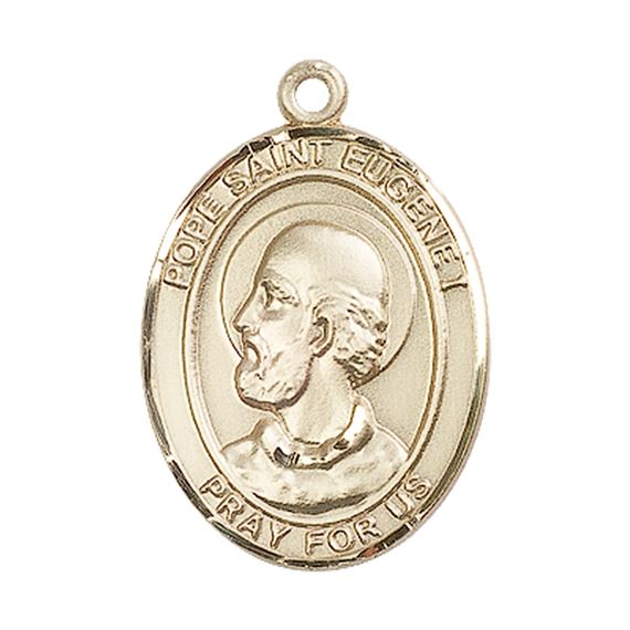 14KT GOLD POPE ST EUGENE I MEDAL - 1" x 3/4"