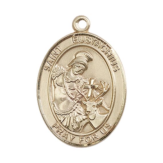 14KT GOLD ST EUSTACHIUS MEDAL - 1" x 3/4"