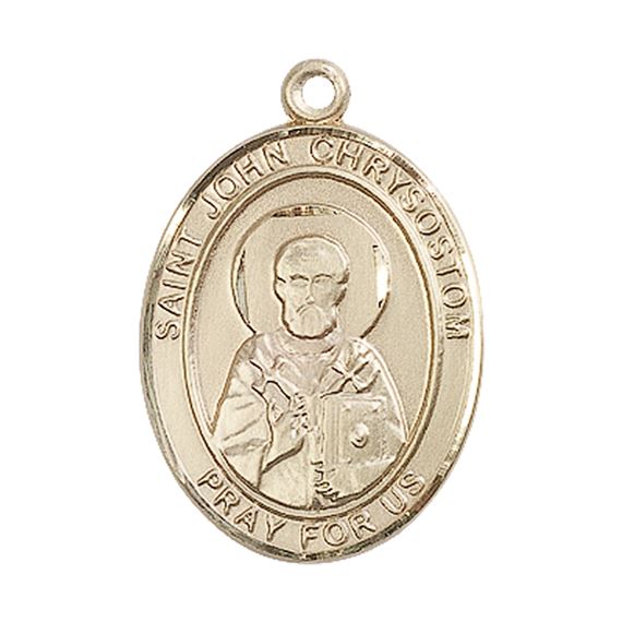 14KT GOLD ST JOHN CHRYSOSTOM MEDAL - 1" x 3/4"