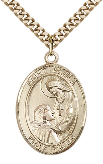 14KT GOLD FILLED ST PAULA PENDANT WITH CHAIN - 1" x 3/4"