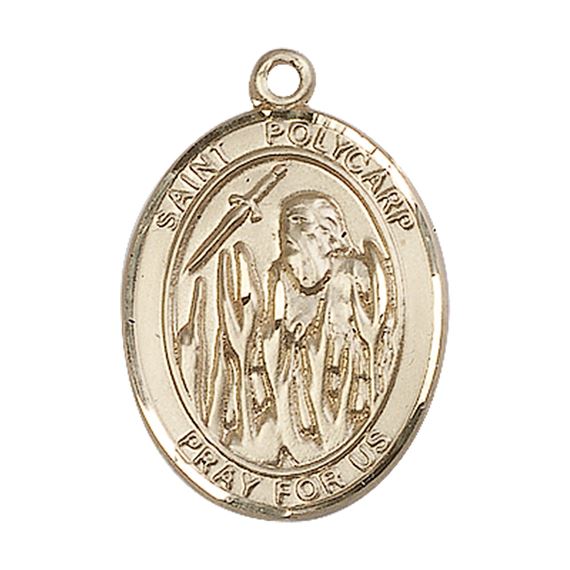 14KT GOLD ST POLYCARP OF SMYRNA MEDAL - 1" x 3/4"