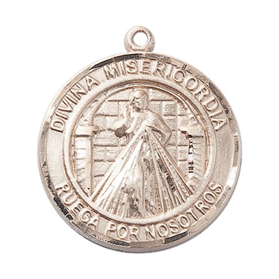 14KT GOLD DIVINA MISERICORDIA MEDAL - 1" x 7/8"