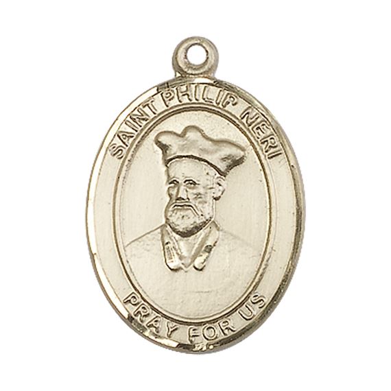 14KT GOLD ST PHILIP NERI MEDAL - 1" x 3/4"