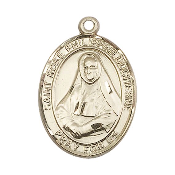 14KT GOLD ST ROSE PHILIPPINE MEDAL - 1" x 3/4"