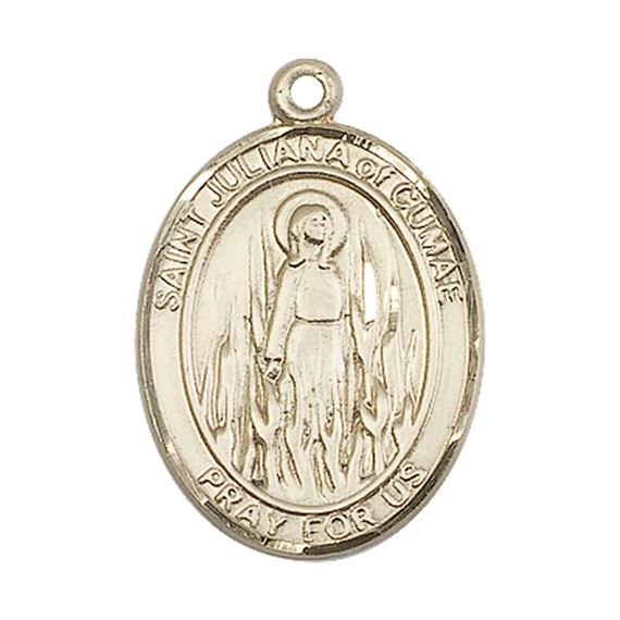 14KT GOLD ST JULIANA MEDAL - 1" x 3/4"
