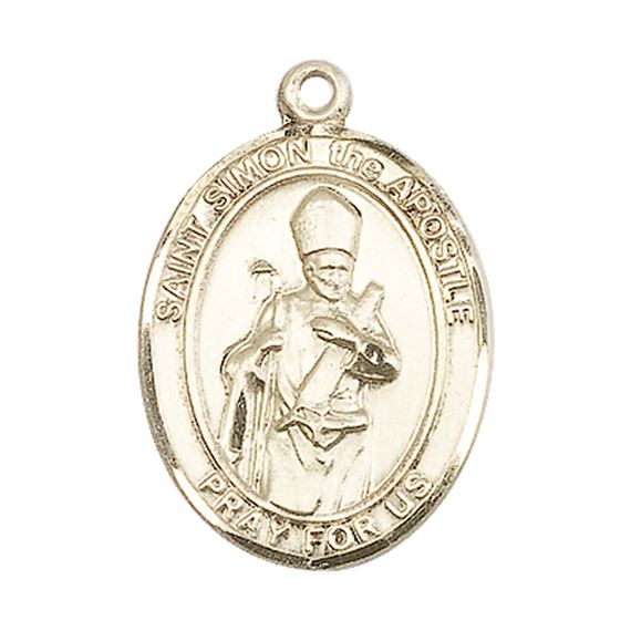 14KT GOLD ST SIMON MEDAL - 1" x 3/4"