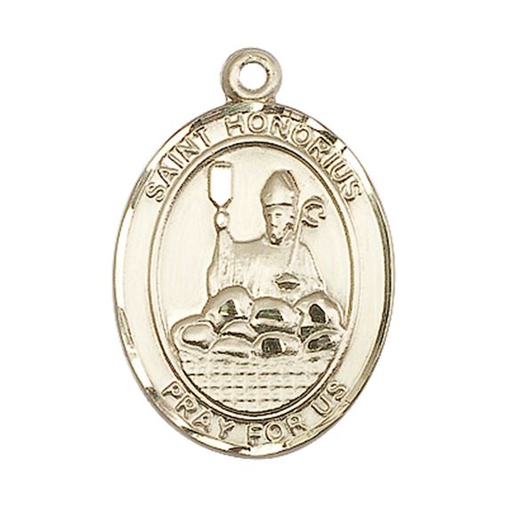 14KT GOLD ST HONORIUS MEDAL - 1" x 3/4"