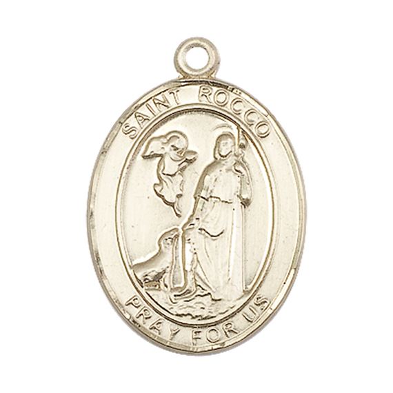 14KT GOLD ST ROCCO MEDAL - 1" x 3/4"