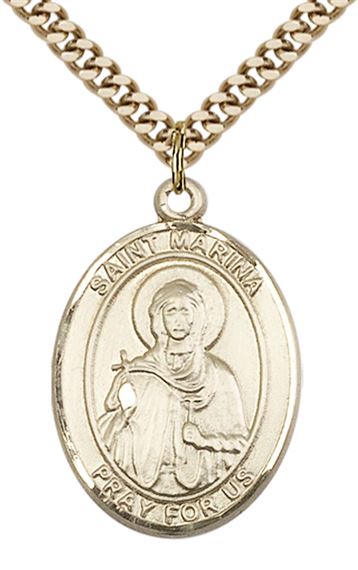 14KT GOLD FILLED ST MARINA PENDANT WITH CHAIN - 1" x 3/4"