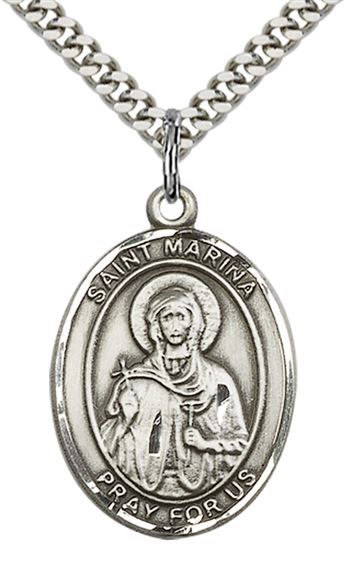 STERLING SILVER ST MARINA PENDANT WITH CHAIN - 1" x 3/4"