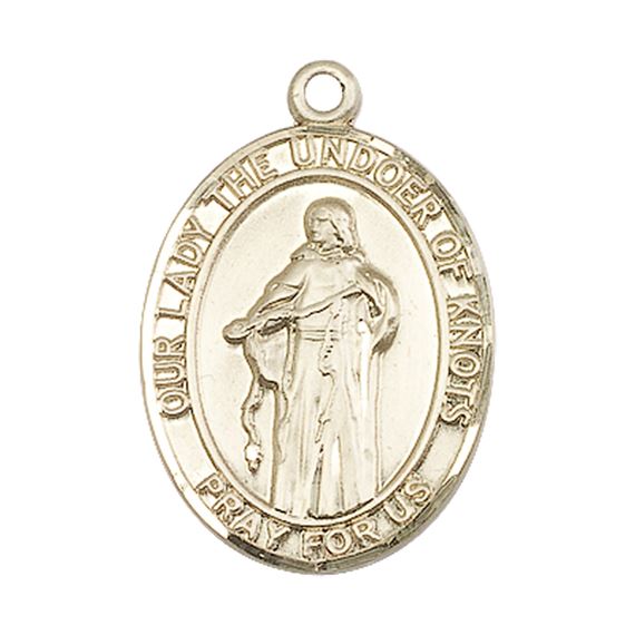 14KT GOLD OUR LADY OF KNOTS MEDAL - 1" x 3/4"
