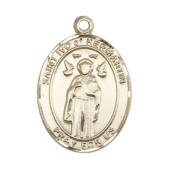 14KT GOLD ST IVO MEDAL - 1" x 3/4"