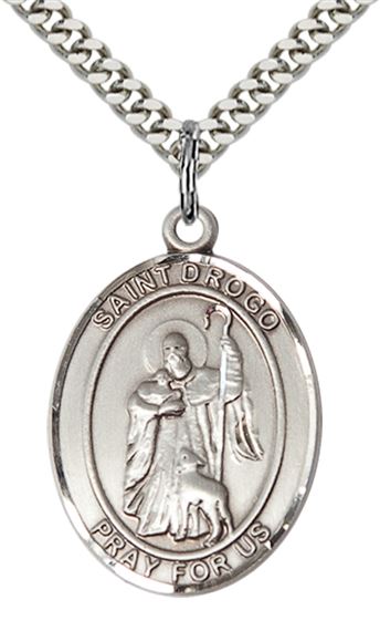 STERLING SILVER ST DROGO PENDANT WITH CHAIN - 1" x 3/4"