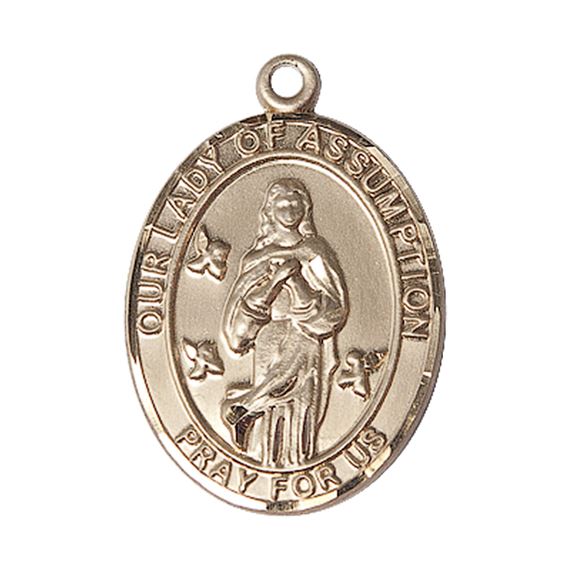 14KT GOLD OUR LADY OF ASSUMPTION MEDAL - 1" x 3/4"