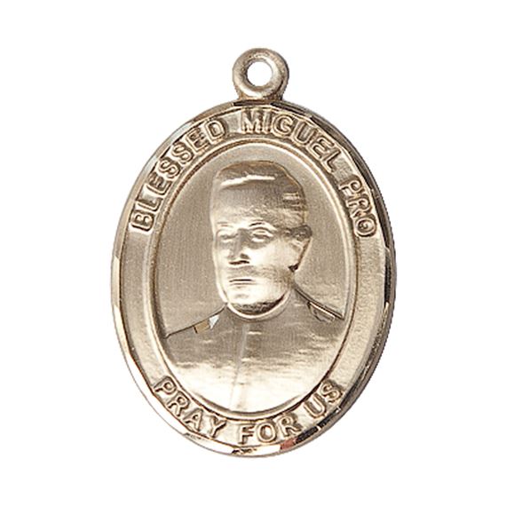 14KT GOLD BLESSED MIGUEL PRO MEDAL - 1" x 3/4"