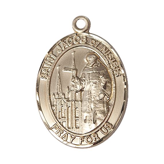 14KT GOLD ST JACOB OF NISIBIS MEDAL - 1" x 3/4"