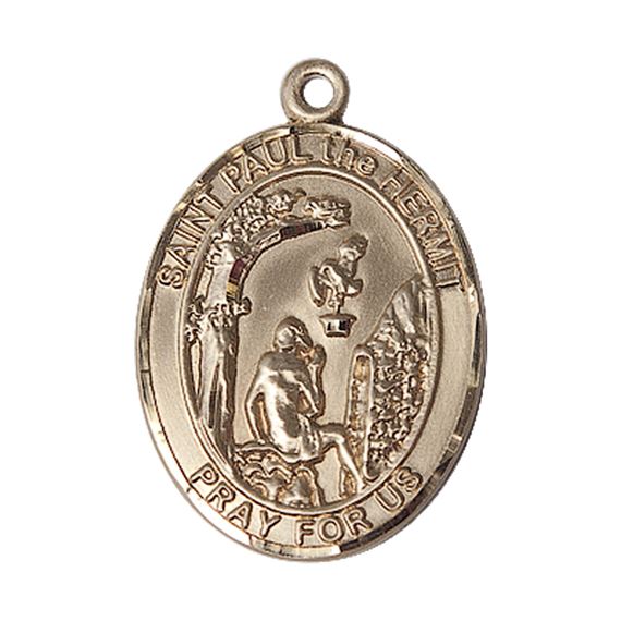 14KT GOLD PAUL THE HERMIT MEDAL - 1" x 3/4"
