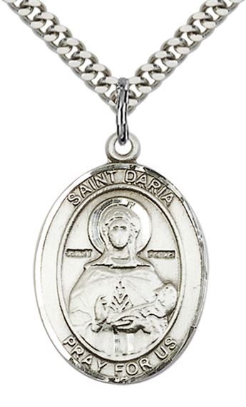 STERLING SILVER ST DARIA PENDANT WITH CHAIN - 1" x 3/4"