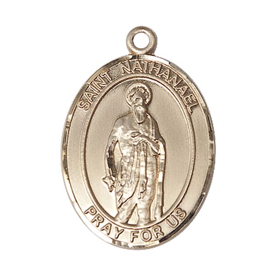 14KT GOLD ST NATHANAEL MEDAL - 1" x 3/4"