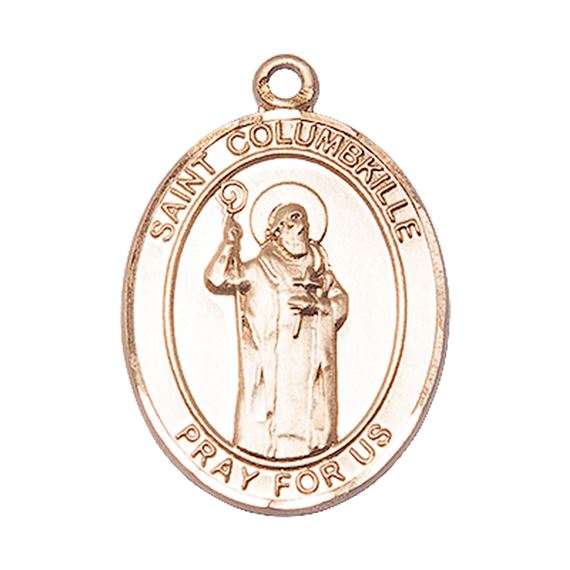 14KT GOLD ST COLUMBKILLE MEDAL - 1" x 3/4"