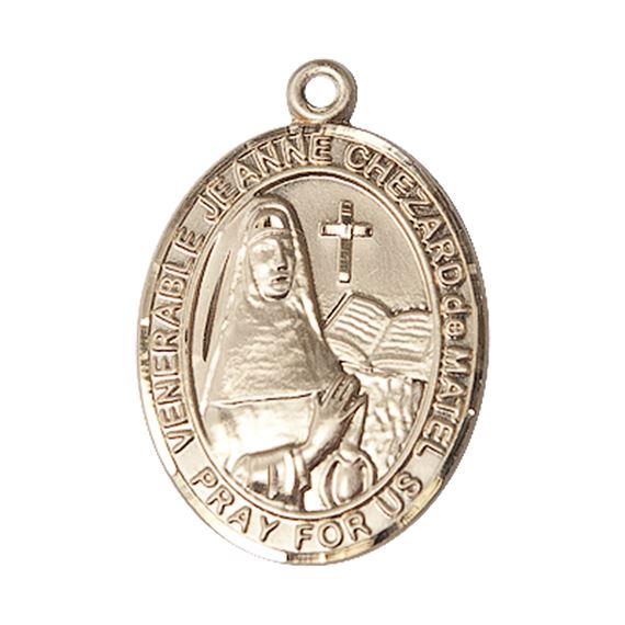 14KT GOLD JEANNE CHEZARD DE MATEL MEDAL - 1" x 3/4"