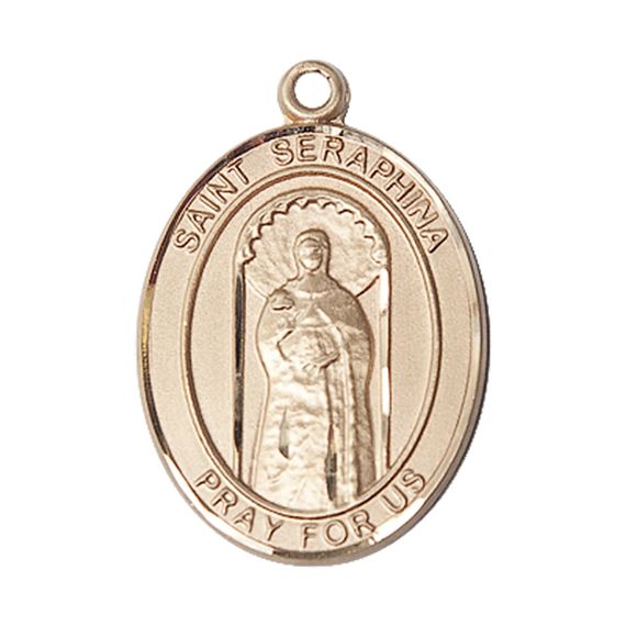 14KT GOLD ST SERAPHINA MEDAL - 1" x 3/4"