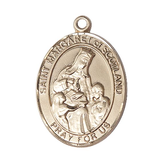 14KT GOLD ST MARGARET OF SCOTLAND MEDAL - 1" x 3/4"
