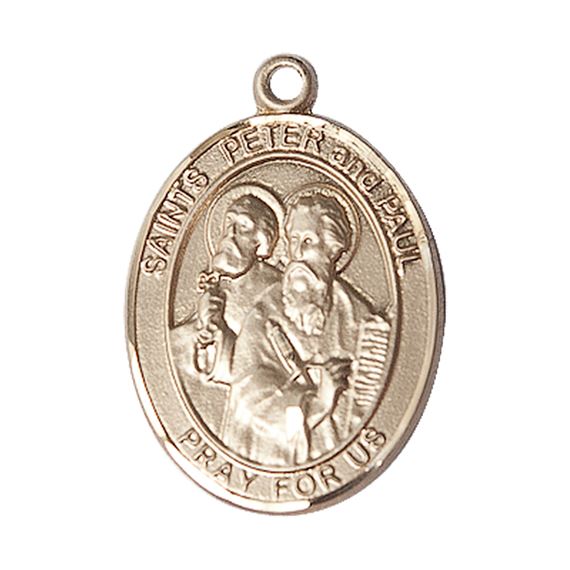 14KT GOLD ST PETER ST PAUL MEDAL - 1" x 3/4"
