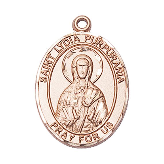14KT GOLD ST LYDIA PURPURARIA MEDAL - 1" x 3/4"