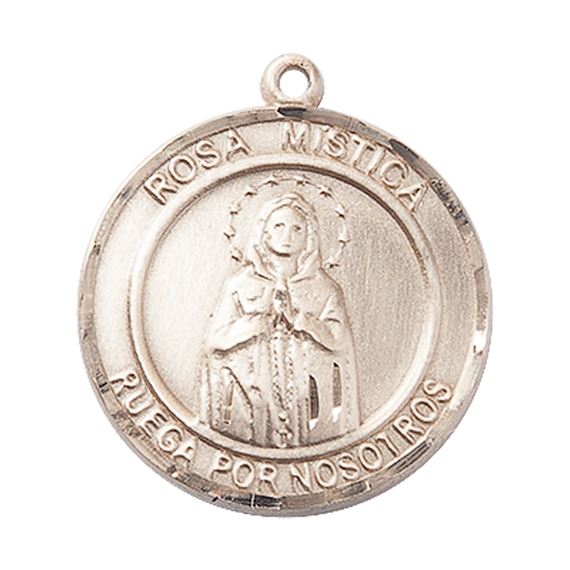 14KT GOLD OUR LADY ROSA MYSTICA MEDAL - 1" x 7/8"
