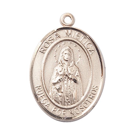 14KT GOLD OUR LADY ROSA MYSTICA MEDAL - 1" x 3/4"