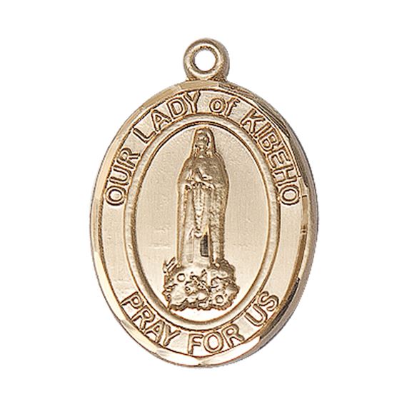 14KT GOLD OUR LADY OF KIBEHO MEDAL - 1" x 3/4"